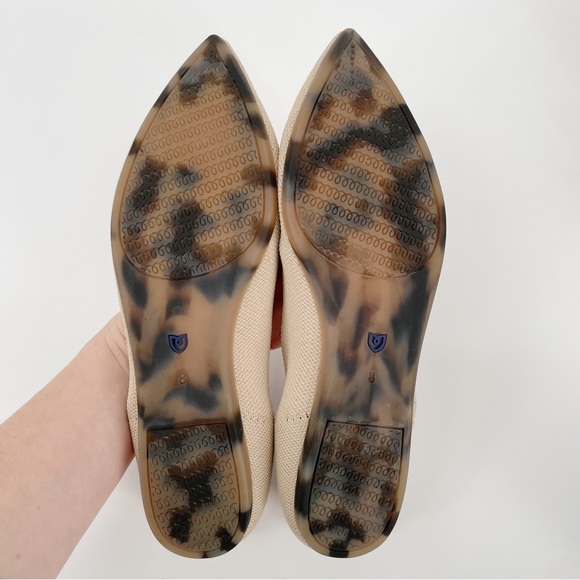 Rothy's Ecru Tortoise Shell Sole The Point Flats Cream Neutral Tan Beige - Picture 6 of 8